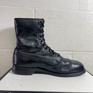 VTG Addison Shoe Company 97782 Black Leather Military Combat Boots Men's 9.5 W‎